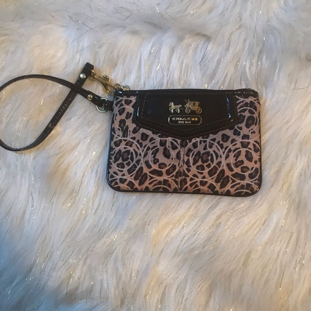 Leopard Print Coach Wristlet